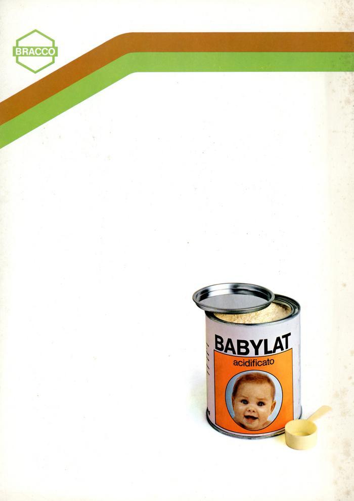 Dépliant pubblicitario del "Babylat acidificato", [anni '70]