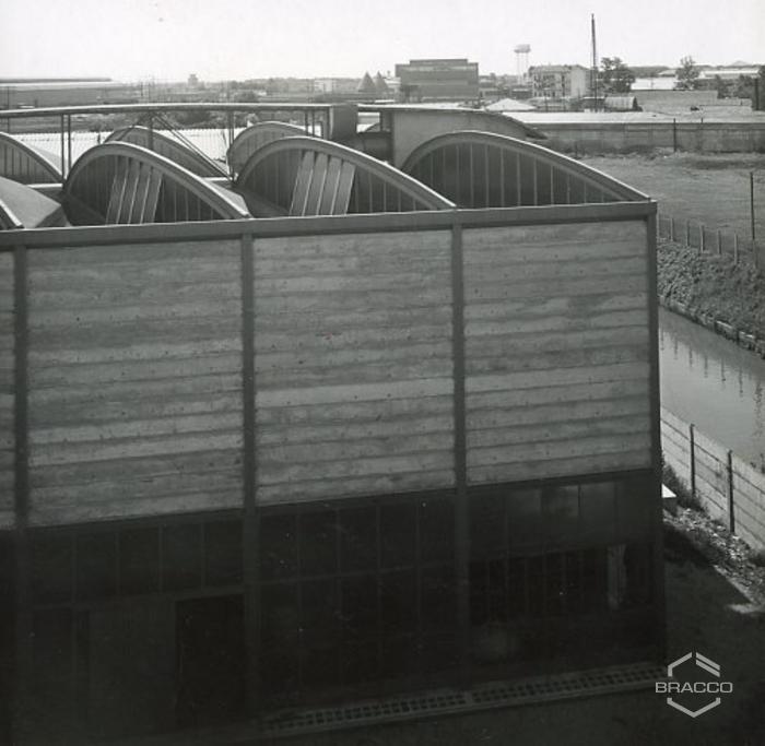 Edificio B4, produzione sintetici, dettaglio volte, anni '60