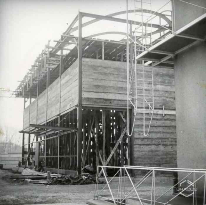 Costruzione edificio B4, struttura portante in acciaio, 1959