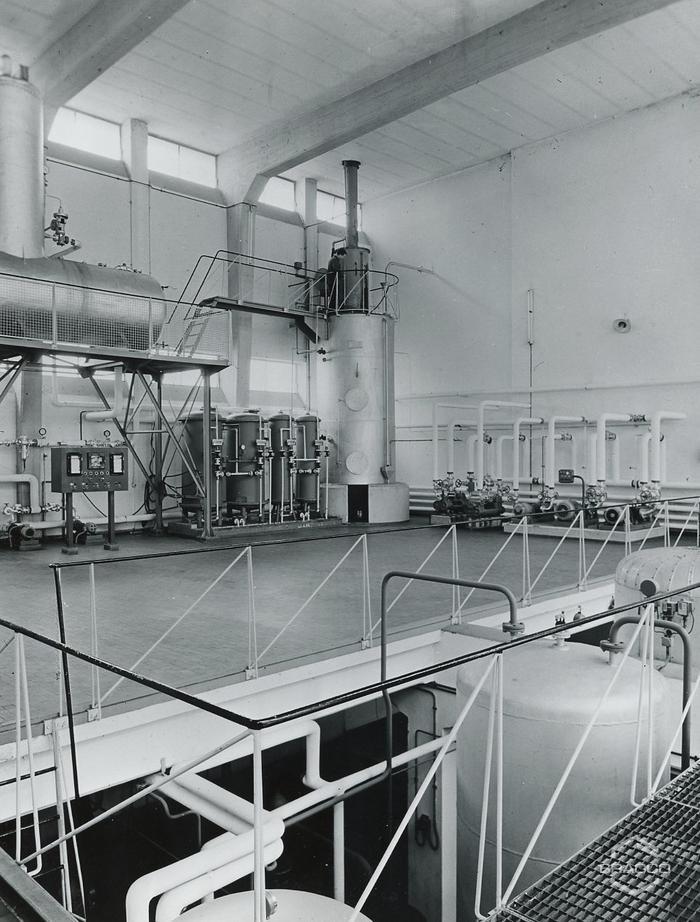 Ultimo piano dell'edificio B6, produzione sintetici, inizio anni '60